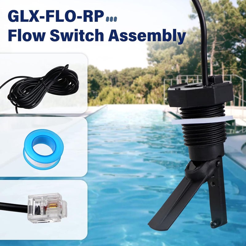 Cooouds مجموعة مفتاح تدفق GLX-FLO-RP متوافقة مع أنظمة ملح هايوارد جولدلاين أكوارايت، مستشعر تدفق المسبح لخلية ملح أكوا رايت ومولد الكلور، كابل بطول 15 قدم لمفتاح تدفق المسبح - Image 2